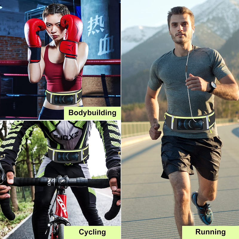 [Australia - AusPower] - Running Fanny Pack Waist Bag Phone Holder Belt with Water Bottle Holder Suitable for Runner Cycling Hiking Accessories for iPhone 12 Plus Samsung Galaxy etc. black 