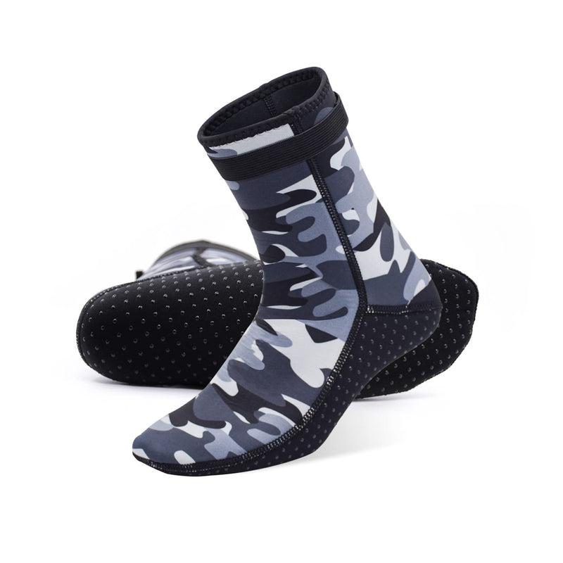 [Australia - AusPower] - Panzexin 3mm Neoprene Diving Socks, Wetsuit Socks Sand-Proof Scuba Snorkeling Fins Socks for Open Water Swimming Camo 3.5-4.5 