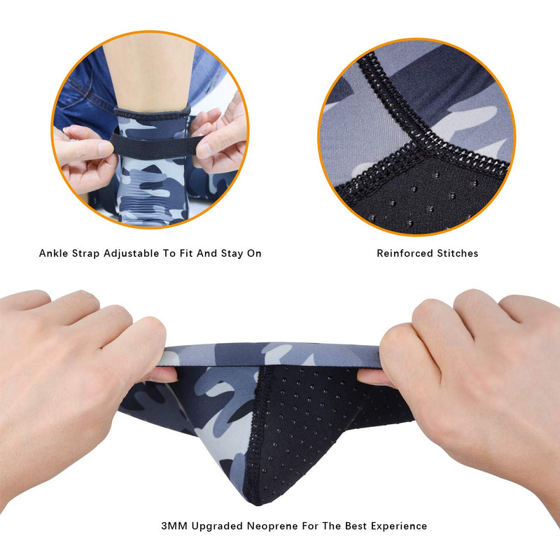 [Australia - AusPower] - Panzexin 3mm Neoprene Diving Socks, Wetsuit Socks Sand-Proof Scuba Snorkeling Fins Socks for Open Water Swimming Camo 3.5-4.5 