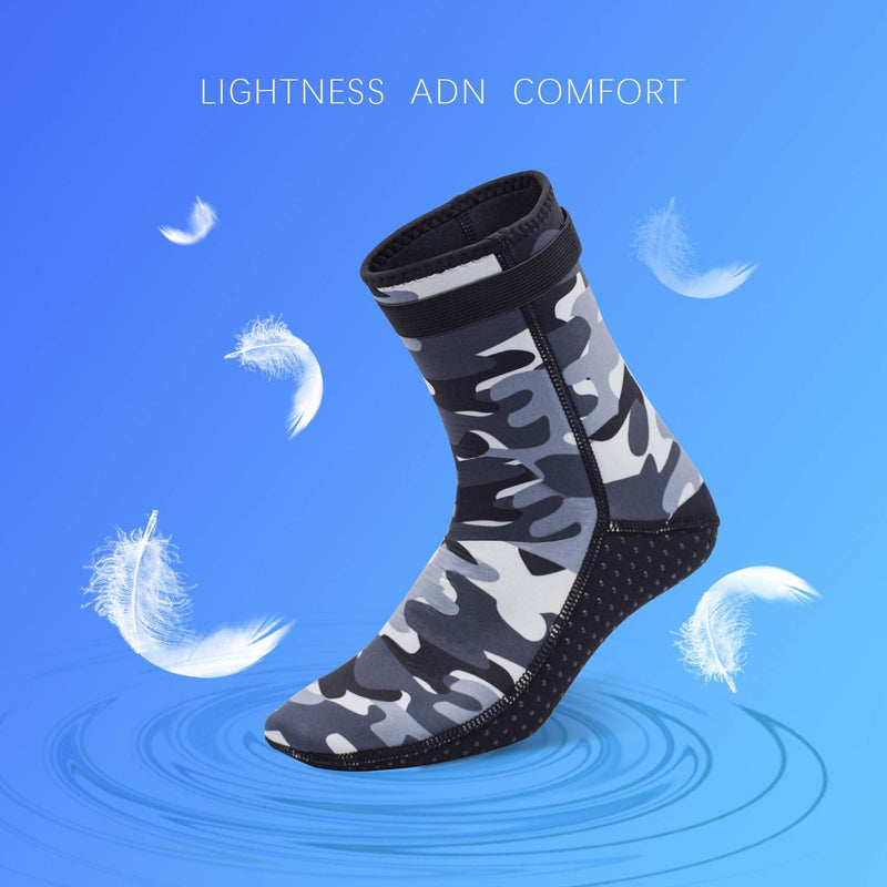 [Australia - AusPower] - Panzexin 3mm Neoprene Diving Socks, Wetsuit Socks Sand-Proof Scuba Snorkeling Fins Socks for Open Water Swimming Camo 3.5-4.5 