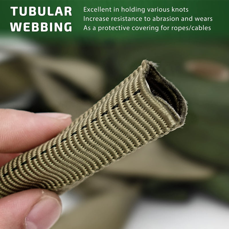 [Australia - AusPower] - GM CLIMBING 1 inch MIL-W-5625 Nylon Tubular Webbing Milspecs 4000Lbs Durable for Outdoor Tactical Parachute Climbing Rescue Survival Tie Down 1 inch x 30Ft / 10 Yards Tan 499 