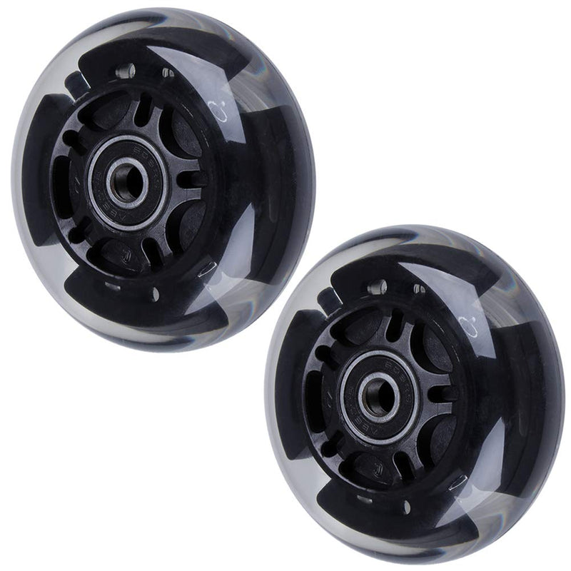 [Australia - AusPower] - AOWISH 2-Pack Light Up Scooter Rear Wheels 80mm LED Flash Flashing Inline Skates Replacement Wheel with Bearings ABEC 9 for Adjustable 3-Wheel Kick Scooters Black 