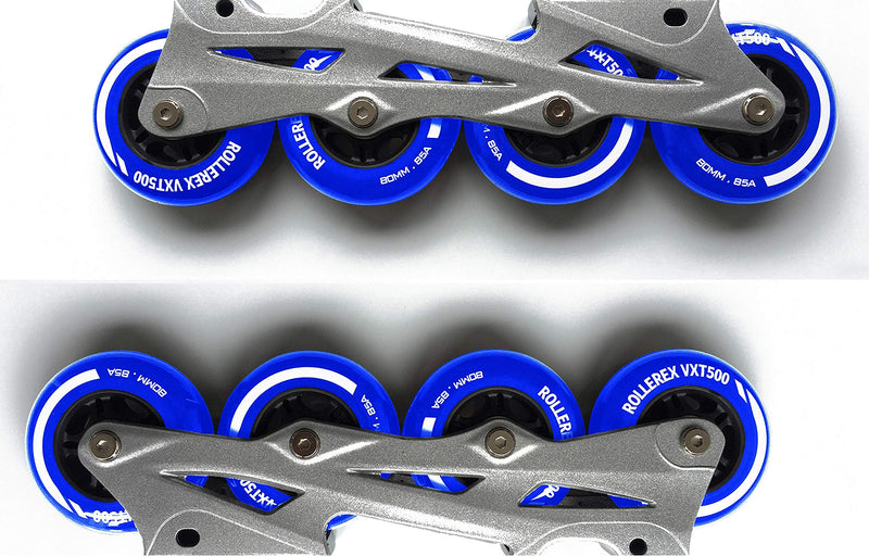 [Australia - AusPower] - Rollerex VXT500 Inline Skate Wheels (2-Pack w/Bearings, spacers and washers) (Use on Hockey Roller Blades) - Can Be Used As RipStik Wheel Replacements Deep Sea Blue 72mm 