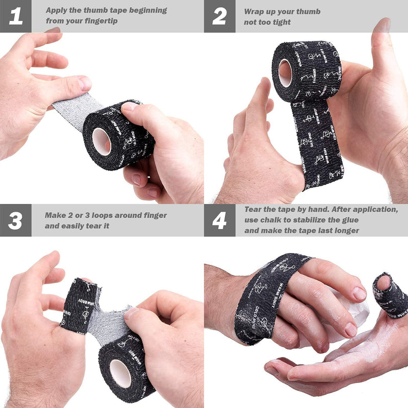 [Australia - AusPower] - WARM BODY COLD MIND Premium Lifting Thumb Tape for Weightlifting, Powerlifting & Strength Deadlift Training - Hook Grip Tearable Elastic Cotton Sweat Proof and Breathable 