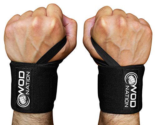[Australia - AusPower] - WOD Nation Wrist Wraps Weightlifting for Men & Women - Weight Lifting Wrist Wrap Set of 2 forCrossfit and Cross Training (12" or 18") + Includes Carrying Bag Black 12 inch 