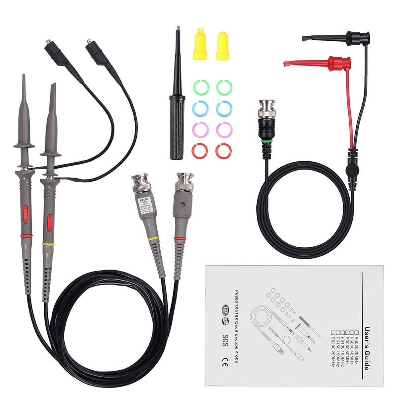 [Australia - AusPower] - AUTOUTLET P6100 Universal Oscilloscope Probe with Accessories Kit 100MHz Oscilloscope Clip Probes with BNC to Minigrabber Test Lead Kit P6100 Oscilloscope Probe 100MHz 