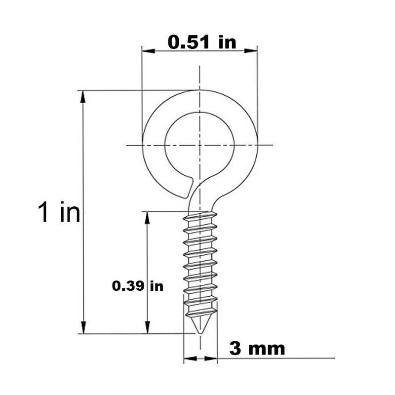 [Australia - AusPower] - 1 inch Screw Eyes Metal Eye Hooks Small Eyelet Screws, Gold 100 Pcs 1 Inch 