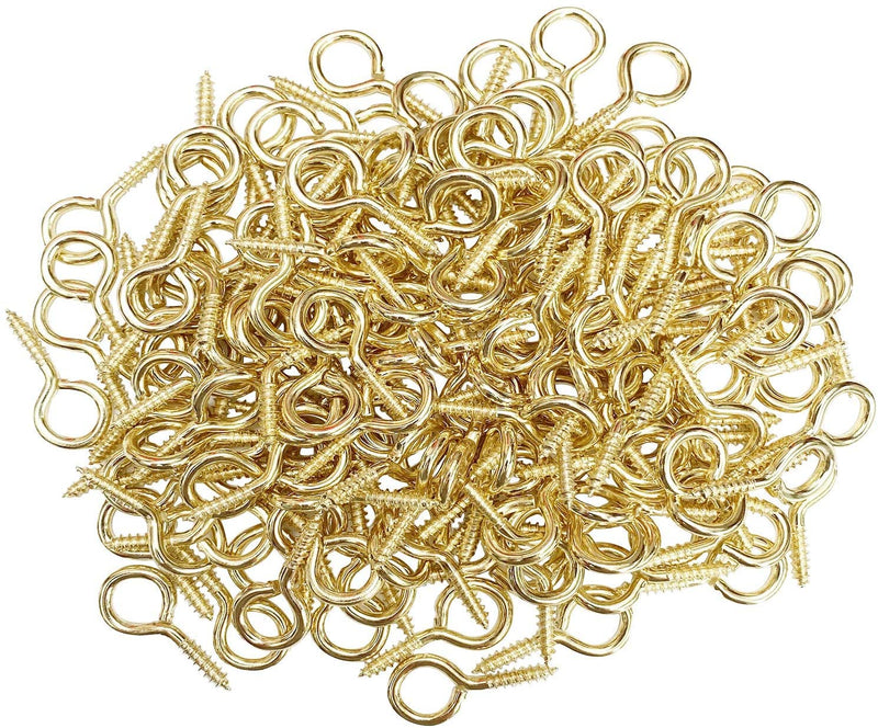 [Australia - AusPower] - 1 inch Screw Eyes Metal Eye Hooks Small Eyelet Screws, Gold 100 Pcs 1 Inch 