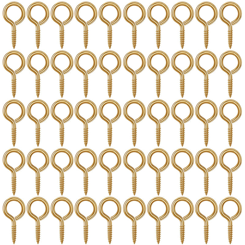 [Australia - AusPower] - 1 inch Screw Eyes Metal Eye Hooks Small Eyelet Screws, Gold 100 Pcs 1 Inch 