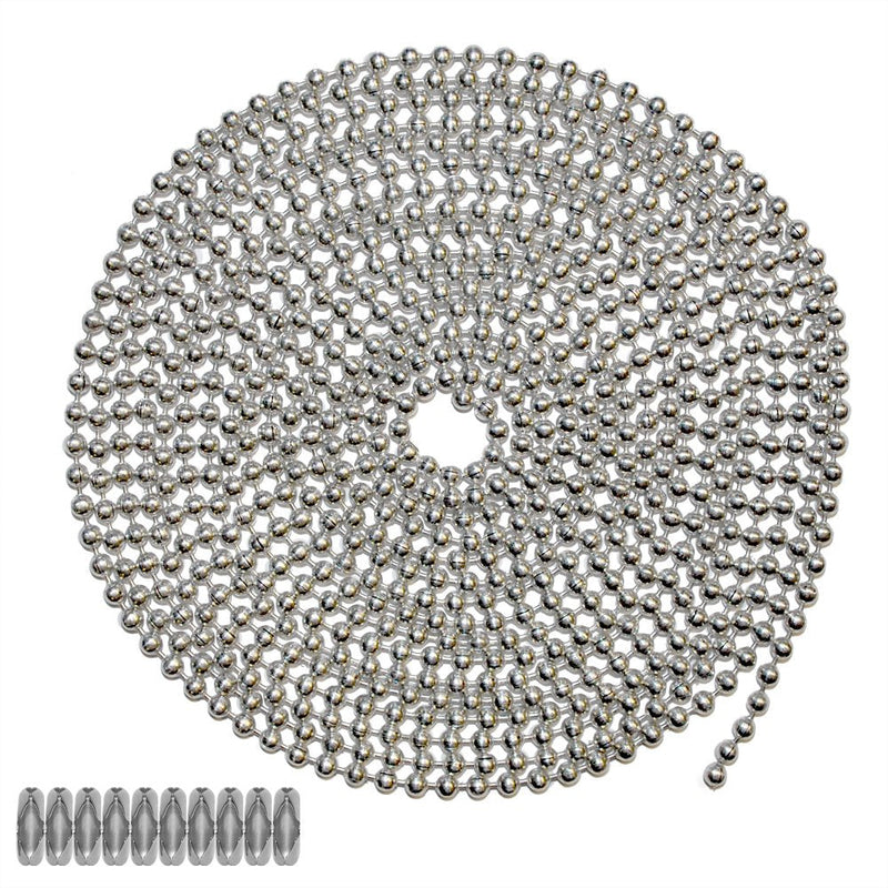 [Australia - AusPower] - 10 Foot Length Ball Chain, Number 6 Size, Aluminum, & 10 Matching Connectors 