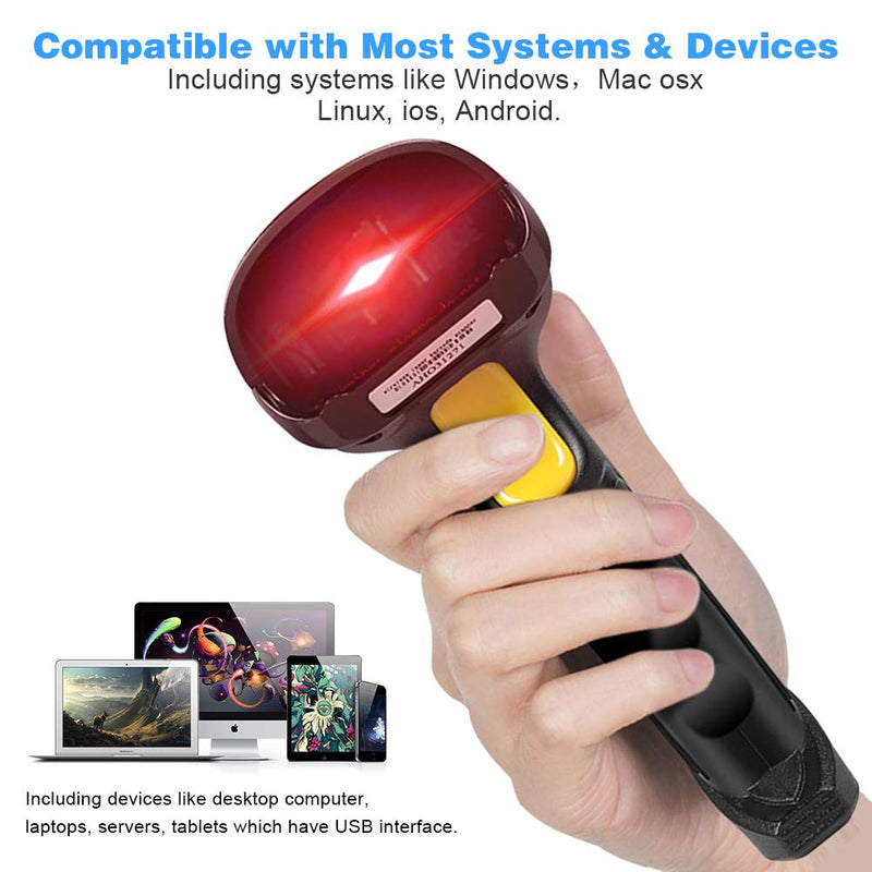 [Australia - AusPower] - Barcode Scanner Wireless, Basecent USB Quick Laser Barcode Scanner Reader (Lector De Codigo De Barras), Handheld Barcode Reader Scanner for Library Book, Warehouse Inventory, Store 