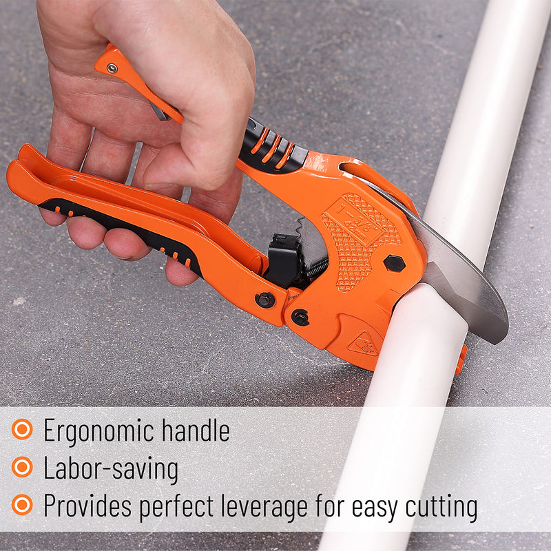 [Australia - AusPower] - Bates- PVC Pipe Cutter, Cuts up to 1-1/4", Ratcheting PVC Pipe Cutter Tool, Pipe Cutters PVC, PVC Pipe Shears, PVC Cutter, Plastic Pipe Cutter, PEX Pipe Cutter, PVC Cutter Tool, PVC Ratchet Cutter 