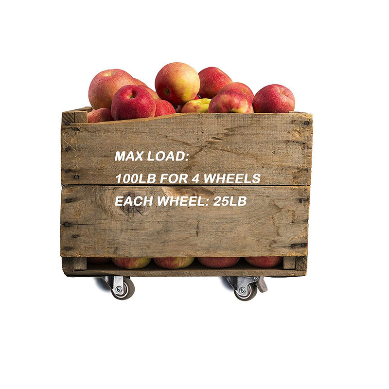 Bayite 4-pack 1-inch low profile plate casters with soft rubber wheels, swivel design, 360-degree top plate, two with brakes.