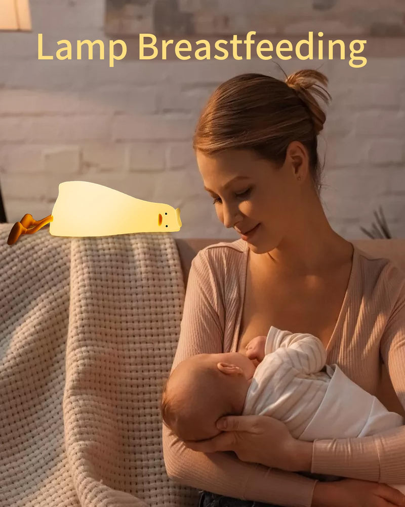 [Australia - AusPower] - BemeedLigt Lying Flat Duck Night Light, Cute Silicone Duck Lamp, LED Nursery Nightlight, Dimmable Bedside Touch Lamp, Rechargeable Light Up Duck for Breastfeeding Toddler White 