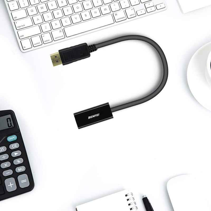[Australia - AusPower] - DisplayPort to HDMI, Benfei Gold-Plated DP Display Port to HDMI Adapter (Male to Female) Compatible for Lenovo Dell HP and Other Brand 1 Black 