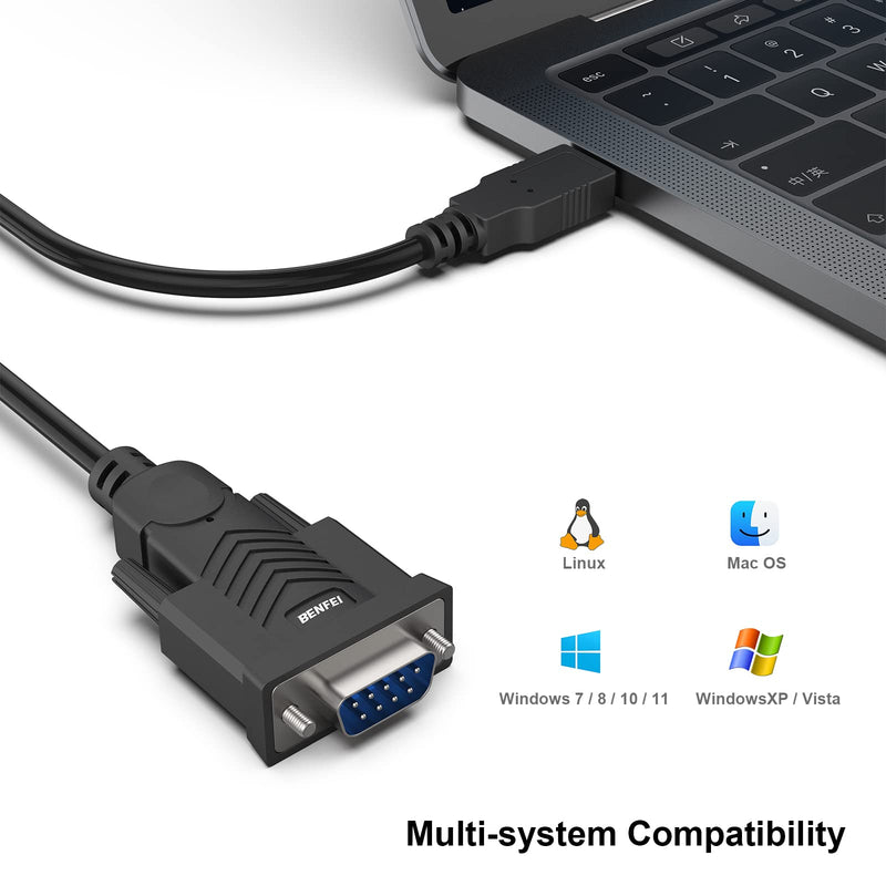 [Australia - AusPower] - USB to Serial Adapter, BENFEI USB to RS-232 Male (9-pin) DB9 Serial Cable, Prolific Chipset, Windows 11/10/8.1/8/7, Mac OS X 10.6 and Above, 1.8M 