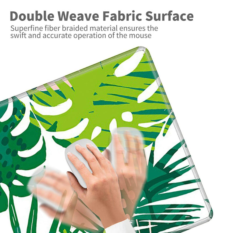[Australia - AusPower] - Desk Mat Gaming Mouse pad for Laptop, Tropical Leaf Customized Design Printed Desk pad, Home Office Accessories, with Sunflower Coasters and Cute Stickers 