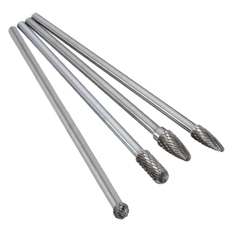 [Australia - AusPower] - Bestgle 4Pcs 6mm(1/4”) Shank Tungsten Carbide Rotary Cutting Burr Die Grinder Bit for DIY Woodworking, Metal Carving, Polishing, Engraving, Drilling, 150-160mm Length 