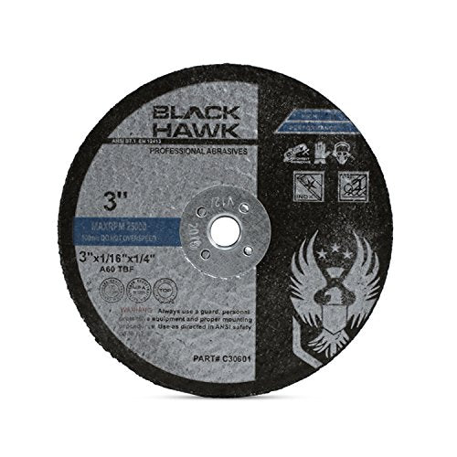 [Australia - AusPower] - BHA Metal and Stainless Steel Cut Off Wheels for Die Grinders, 3” x 1/16” x 1/4” - 25 Pack 3” x 1/16” x 1/4” 