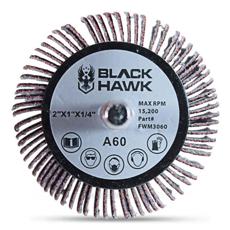 [Australia - AusPower] - BHA Aluminum Oxide Shank Mounted Flap Wheels, 2” x 1” x 1/4”, 40 Grit - 5 Pack 