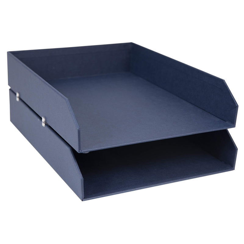 [Australia - AusPower] - Bigso 789256901N Hakan Fiberboard Two Tier Stackable Letter/Document Tray, 2.5 x 9 x 12.2 in, Blue 