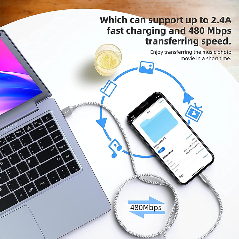 [Australia - AusPower] - iPhone Charger [Apple MFi Certified] 3pack 10FT Long Lightning Cable Fast Charging High Speed Data Sync USB Cable Compatible iPhone 13/12/11 Pro Max/XS MAX/XR/XS/X/8/7/Plus/6S (Grey White) 