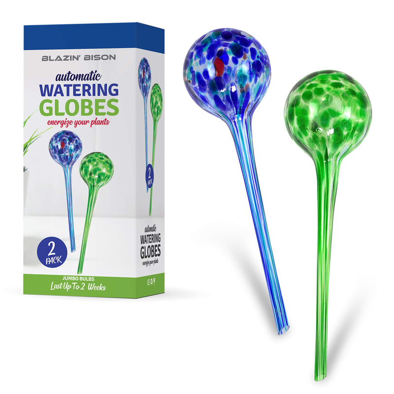 [Australia - AusPower] - Blazin' Bison Automatic Irrigation Drippers Extra Large | Watering Globes for Indoor Plants | House Plant Water Bulb | Up to Two Weeks | 2pc Set (Jumbo) 2 Jumbo 