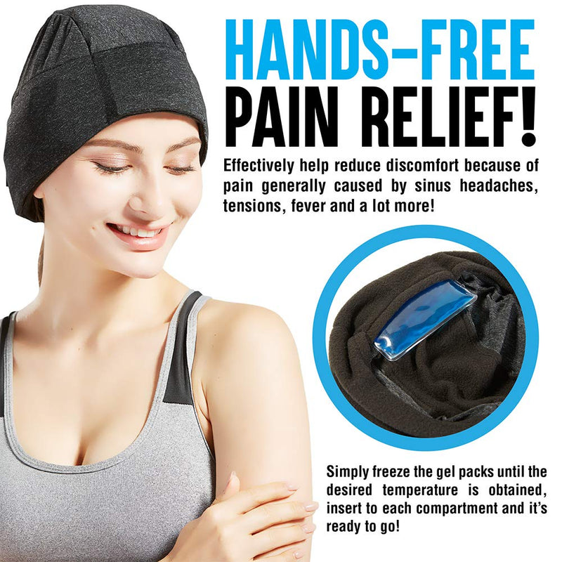 [Australia - AusPower] - Migraine Relief Ice Pack Hat, Head Gel Ice Cap for Tension Headache Relief 