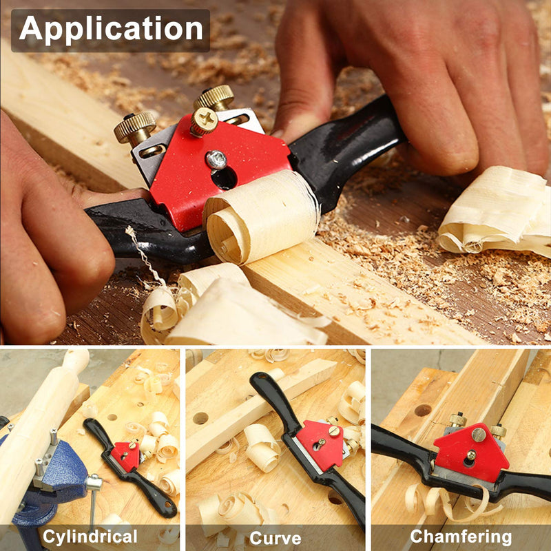 [Australia - AusPower] - boeray 9" Adjustable SpokeShave with Flat Base, 3pcs Metal Blade and 1pcs Portable Woodworking Planes Wood Working Hand Tool and Level Ruler Perfect for Wood Craft, Wood Craver, Wood Working A 