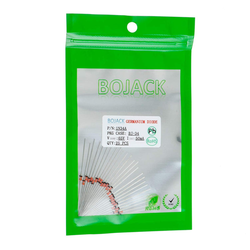 [Australia - AusPower] - BOJACK 1N34A Germanium Diode 50 mA 65V Axial 1N34A 50 millimap 65 Volt Electronic Diodes(Pack of 25 Pieces) 