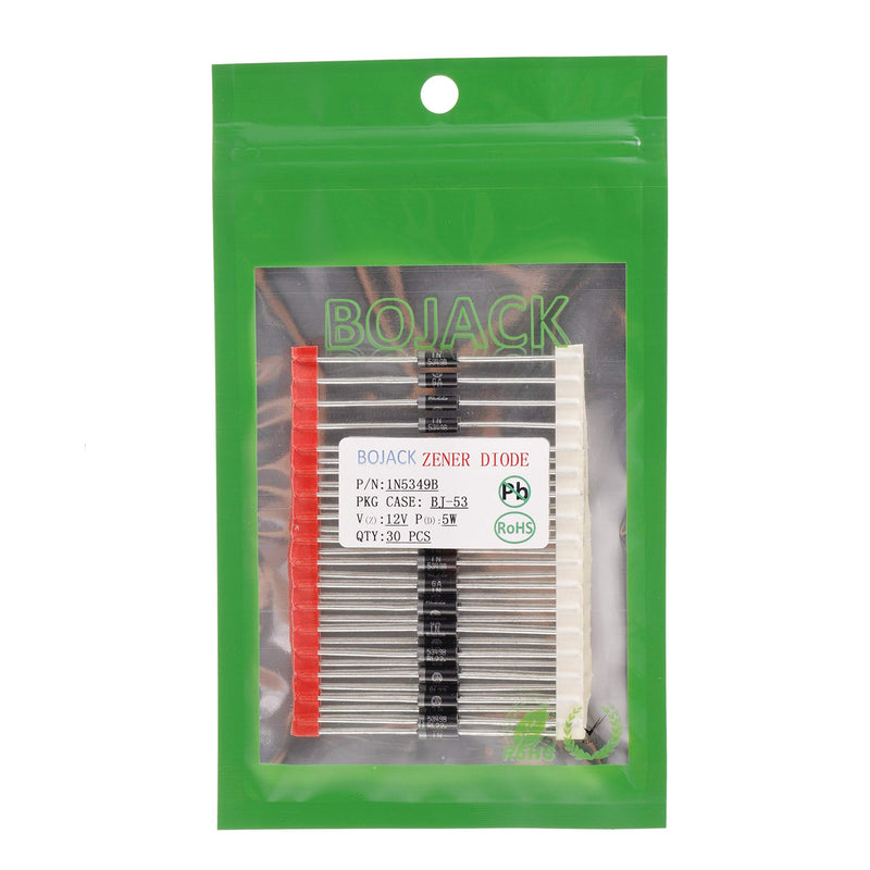 [Australia - AusPower] - BOJACK 1N5349B 5W 12V Power Zener Diodes 1N5349 5 Watt 12 Volt Axial Diodes T-18(Pack of 30 Pcs) 