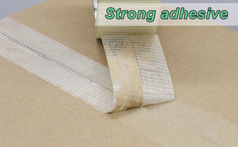 [Australia - AusPower] - Transparent Bi-Directional Filament Strapping Tape, 6.7 Mil x 2 Inch x 30yds, Fiberglass Reinforced Tape, BOMEI PACK 1 