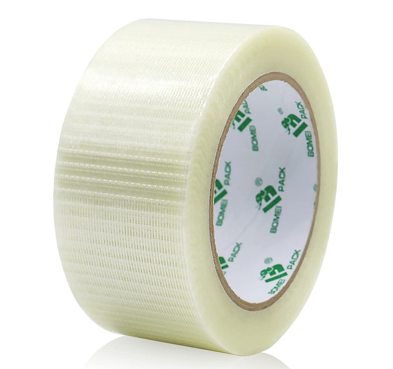 [Australia - AusPower] - Transparent Bi-Directional Filament Strapping Tape, 6.7 Mil x 2 Inch x 30yds, Fiberglass Reinforced Tape, BOMEI PACK 1 