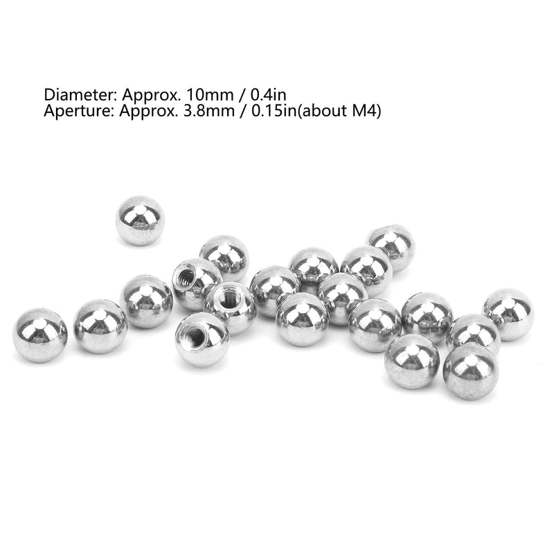 [Australia - AusPower] - 20Pcs Threaded Steel Ball,10mm Replacement Chromium Steel Balls M4 Threaded for Kossel K800 3D Printer Magnetic Ball Joint System 