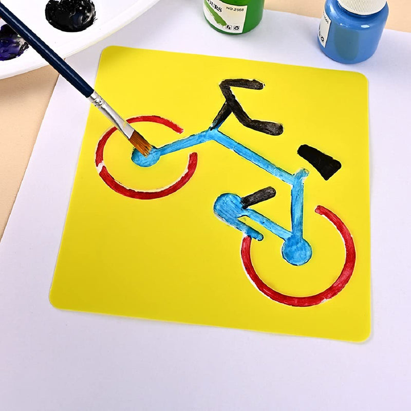 [Australia - AusPower] - 24 Pcs Transportation Theme Drawing Painting Stencils Boat Airplane Spaceship Car Templates for Kids Crafts Creation, Washable Plastic 