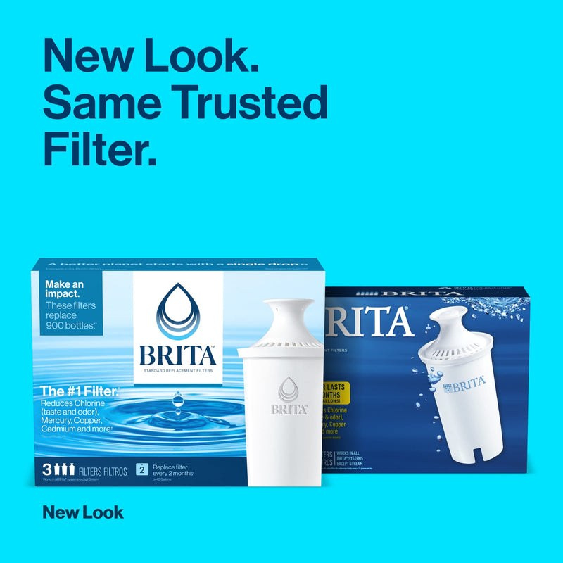 [Australia - AusPower] - Brita Standard Water Filter, Standard Replacement Filters for Pitchers and Dispensers, BPA Free, 3 Count 3 Count (Pack of 1) 