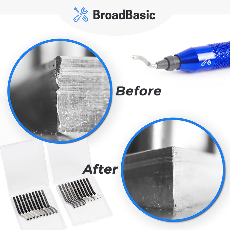 [Australia - AusPower] - BroadBasic Deburring Tool with 20 High-Speed-Steel Blades and Storage Inside Aluminum Handle - Rotary Burr Remove 