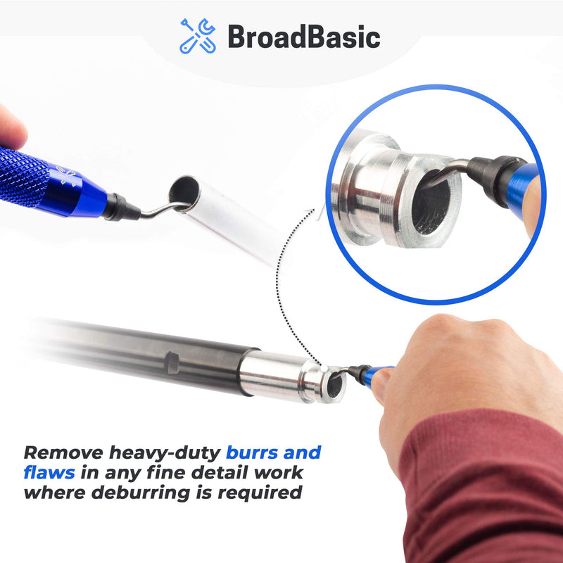 [Australia - AusPower] - BroadBasic Deburring Tool with 20 High-Speed-Steel Blades and Storage Inside Aluminum Handle - Rotary Burr Remove 