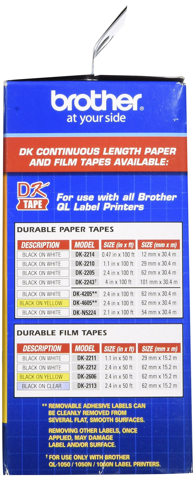 [Australia - AusPower] - Brother Genuine DK-2210 Continuous Length Black on White Paper Tape for Brother QL Label Printers, 1.1" x 100' (29mm x 30.4M), 1 Roll per Box, DK2210 