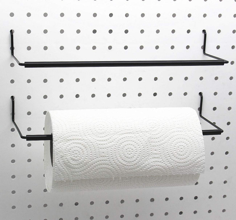 [Australia - AusPower] - Paper Towel Holder for Pegboard, Extendable, Fit Any Standard Pegboard, Pegboard Organization Accessory Hook for Workshop, Garage, Kitchen, Laundry Room, Bathroom 2 Packs, Black (2 PCS) 