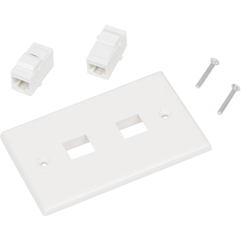 [Australia - AusPower] - Buyer's Point 2 Port Cat6 Ethernet Wall Plate, Female-Female White (2, 2 Port) 