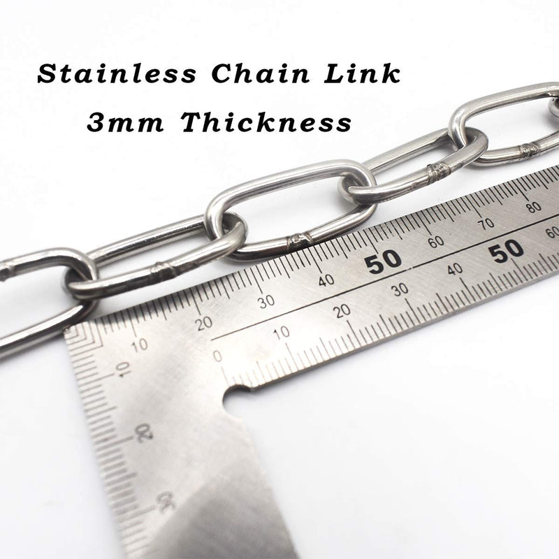 [Australia - AusPower] - Bytiyar 2 pcs Stainless Steel Safety Chains 20in (L) x 0.12in (T) Long Link Chain Rings Light Duty Coil Chain for Hanging Pulling Towing Length*Thickness_50cm * 3mm_2 pcs 