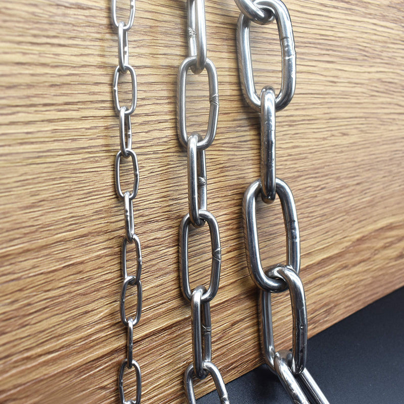 [Australia - AusPower] - Bytiyar 2 pcs Stainless Steel Safety Chains 20in (L) x 0.12in (T) Long Link Chain Rings Light Duty Coil Chain for Hanging Pulling Towing Length*Thickness_50cm * 3mm_2 pcs 