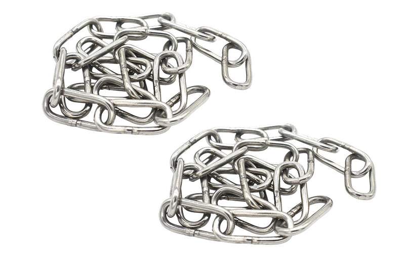 [Australia - AusPower] - Bytiyar 2 pcs Stainless Steel Safety Chains 20in (L) x 0.12in (T) Long Link Chain Rings Light Duty Coil Chain for Hanging Pulling Towing Length*Thickness_50cm * 3mm_2 pcs 