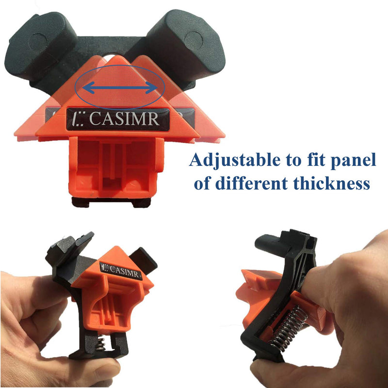 C CASIMR 90 Degree Corner Clamp, set of 4 adjustable right angle clamps with single handle for woodworking and carpentry projects.
