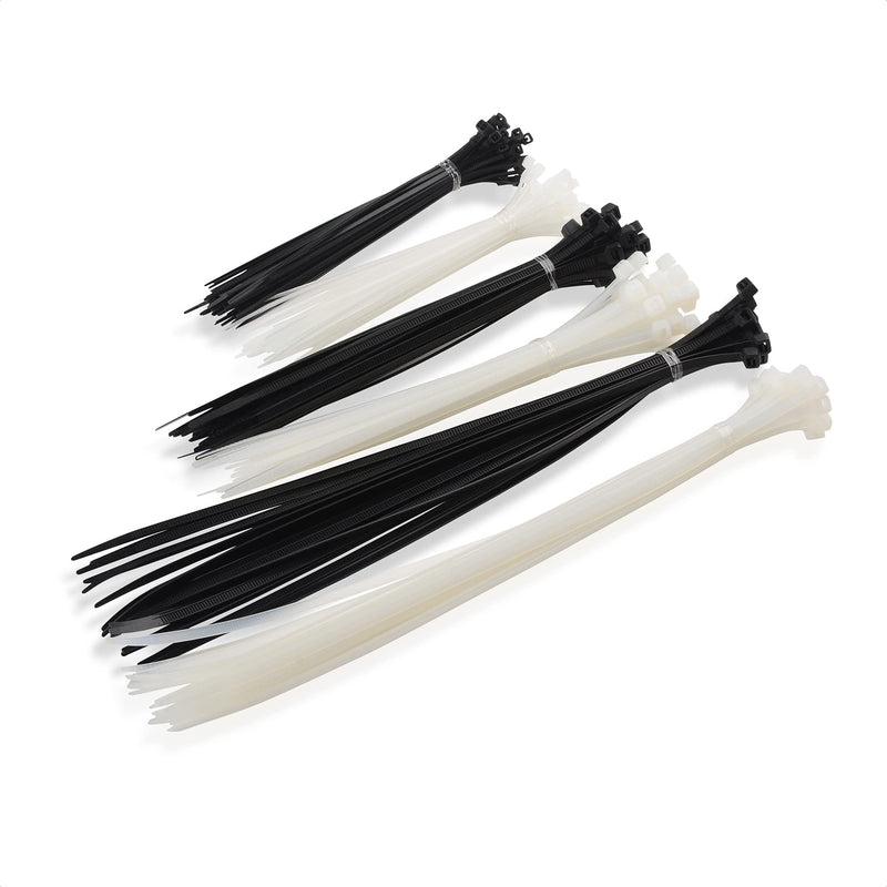 [Australia - AusPower] - Cable Matters 200-Pack Indoor and Outdoor 6, 8,12-Inch Self-Locking Nylon Zip Ties Assorted Sizes (Tie Wraps, Cable Ties, Zipties) in Black and White 