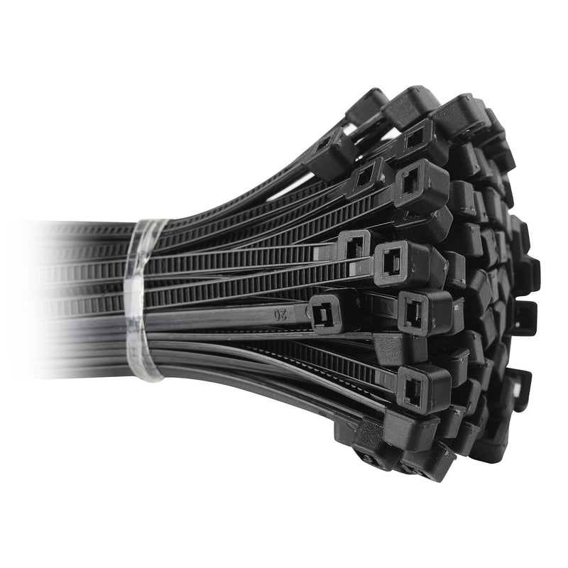 [Australia - AusPower] - Cable Matters 200-Pack Indoor and Outdoor 6, 8,12-Inch Self-Locking Nylon Zip Ties Assorted Sizes (Tie Wraps, Cable Ties, Zipties) in Black and White 