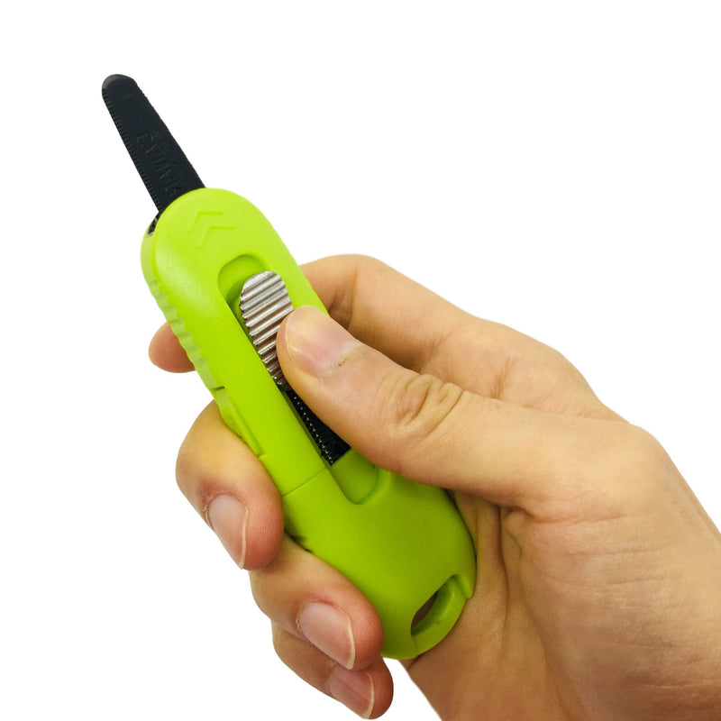 [Australia - AusPower] - CANARY Box Cutter Auto Retractable Blade, Safety Box Opener Tool [Non-Stick Fluorine Coating Blade], Made in Japan, Green (DC-20F-1) 