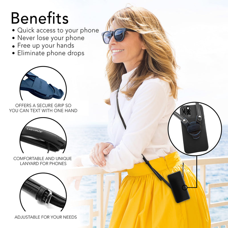 [Australia - AusPower] - CASEBUDi Crossbody Phone Lanyard Compatible with included Disc (Petite-Black) Petite-black 