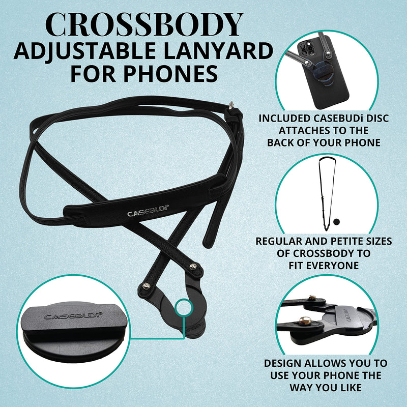 [Australia - AusPower] - CASEBUDi Crossbody Phone Lanyard Compatible with included Disc (Petite-Black) Petite-black 